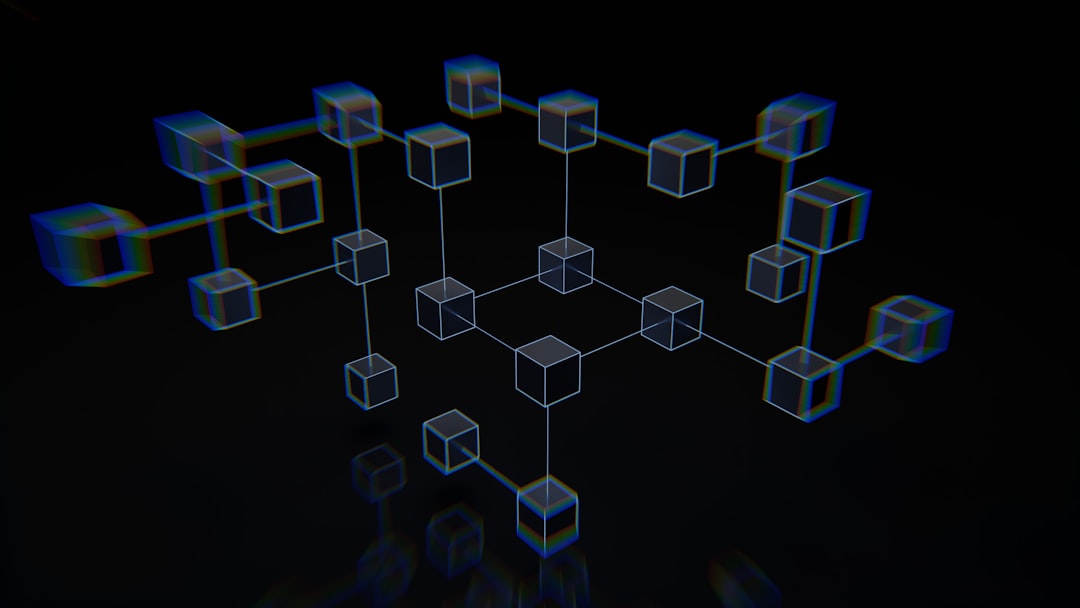 ブロックチェーンマイクロ決済とクリエイターデータベース構築の技術的課題を示す抽象的なネットワーク図