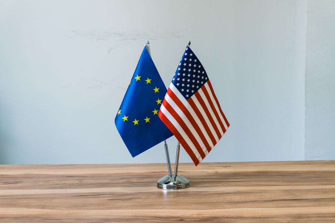 米国とEUの公共分野における政府のAI自動決定のルール比較を示す概念図